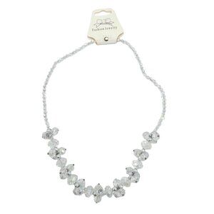 Art Deco Clear Beaded Necklace – Brand New, Magnetic Clasp, 17.5"